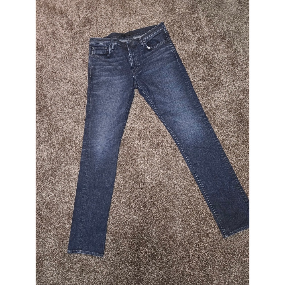 Joes Jeans Mens 33x35 Blue Asher Straight Fit Dark Wash Distressed Slim Low Rise
